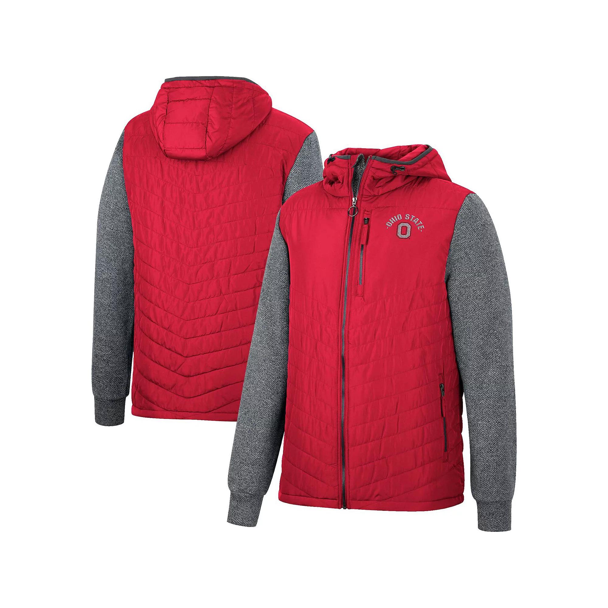 Men's Colosseum Scarlet Ohio State Buckeyes Course Herringbone Full-Zip Hoodie, Size: Large, Red Product Image