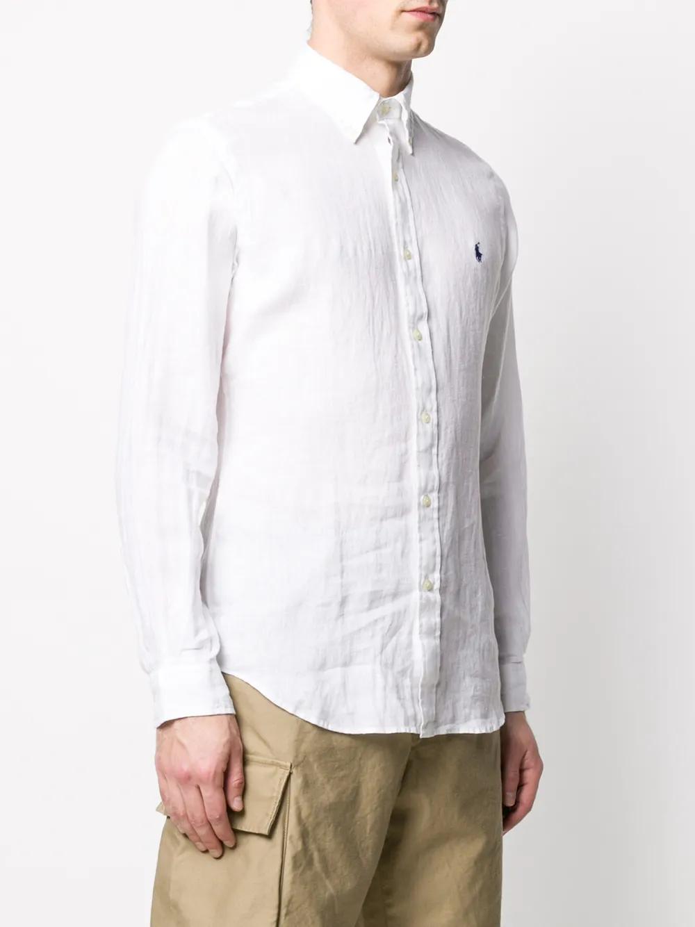 linen logo embroidered shirt Product Image