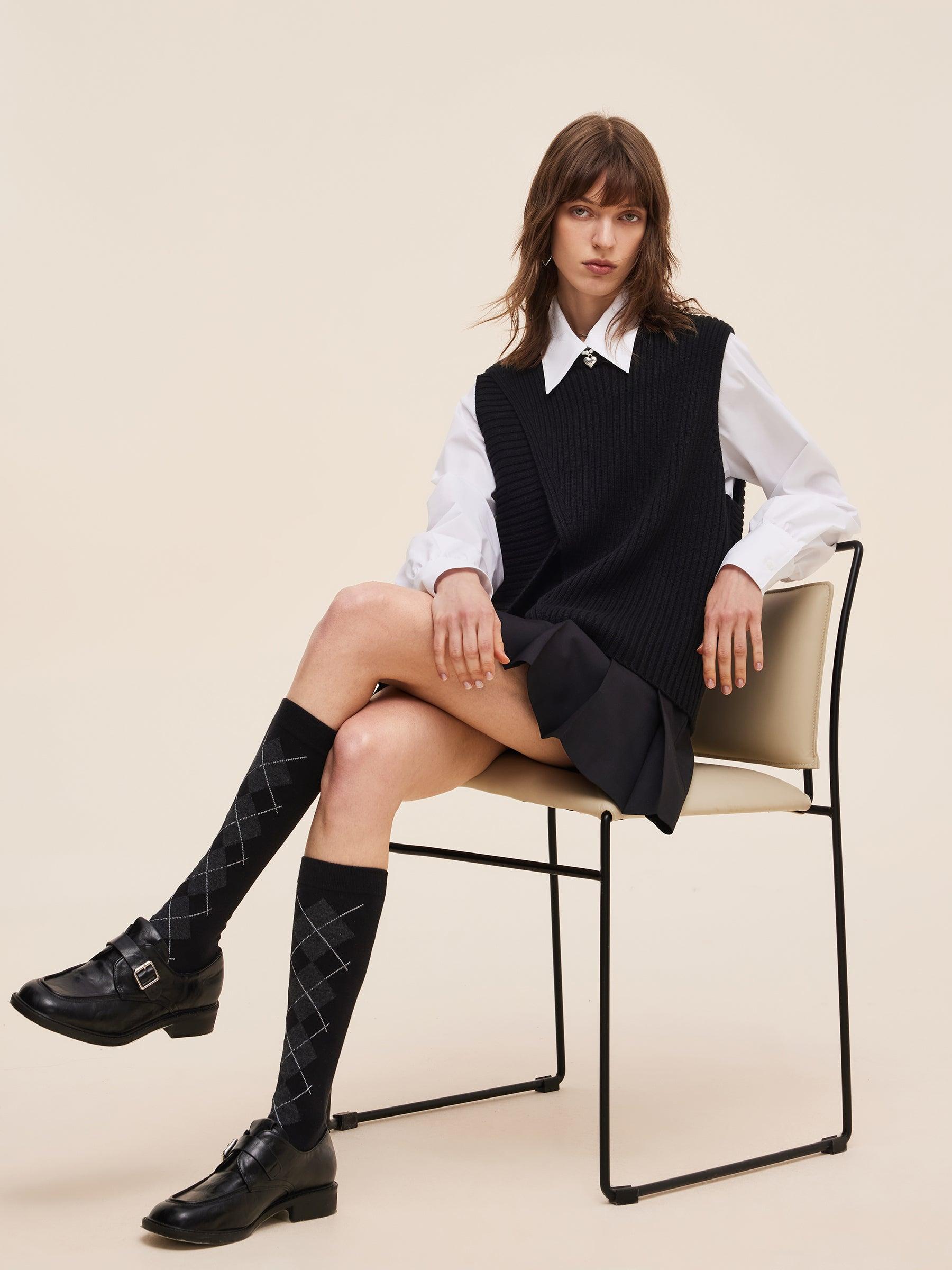 Knit Tank Top And Long Sleeve Shirt Two-Piece Set Product Image