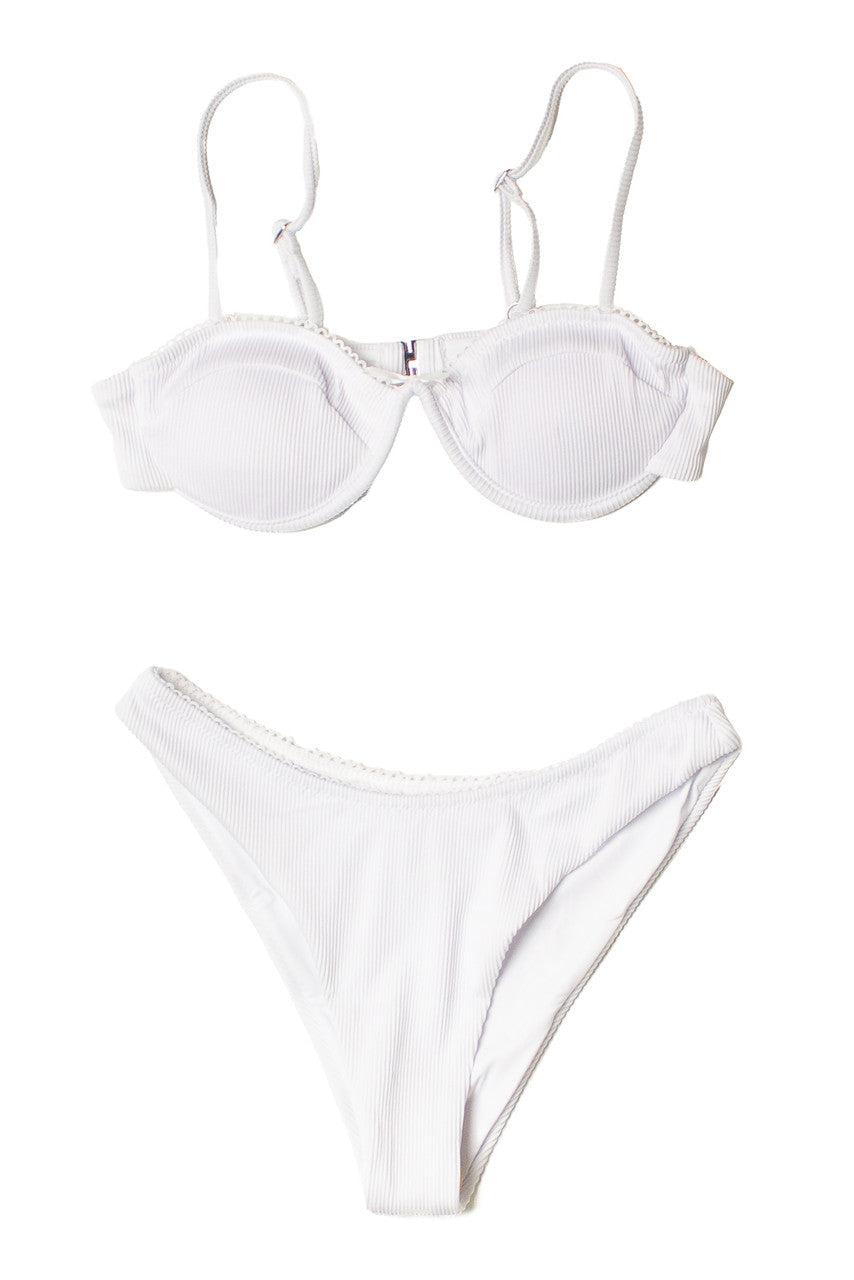 White Ribbed Bikini Bottom Product Image
