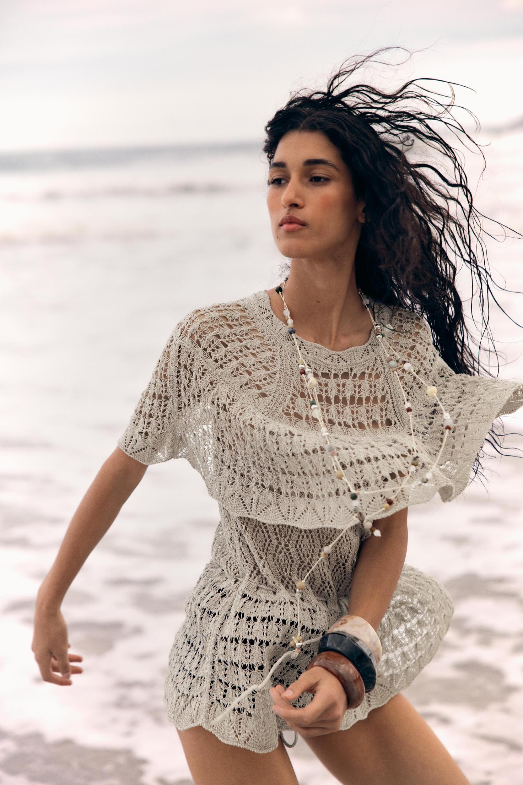 POINTELLE RUFFLE KNIT TOP Product Image