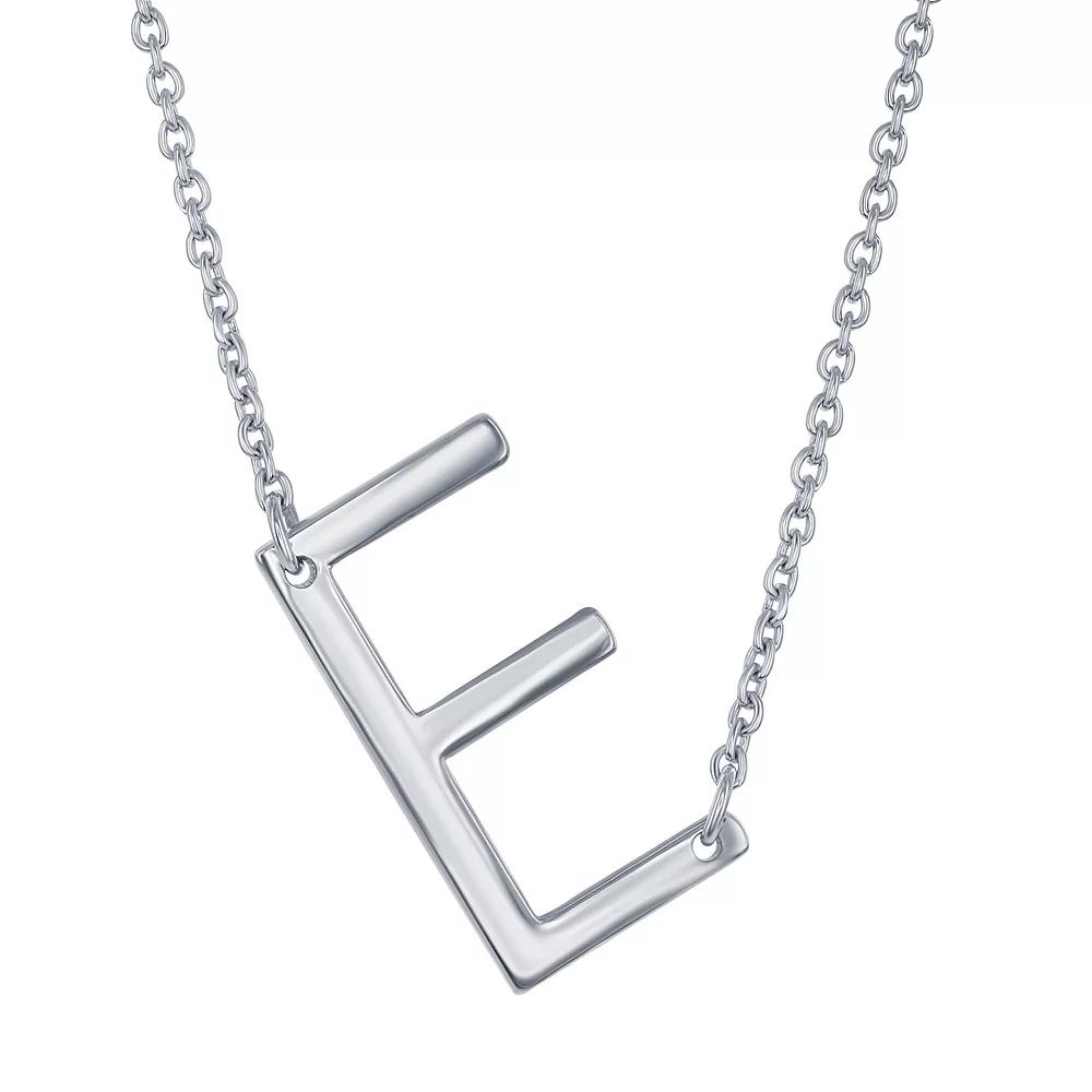 Sterling Silver Sideways Initial Necklace, Womens Sterling B Product Image