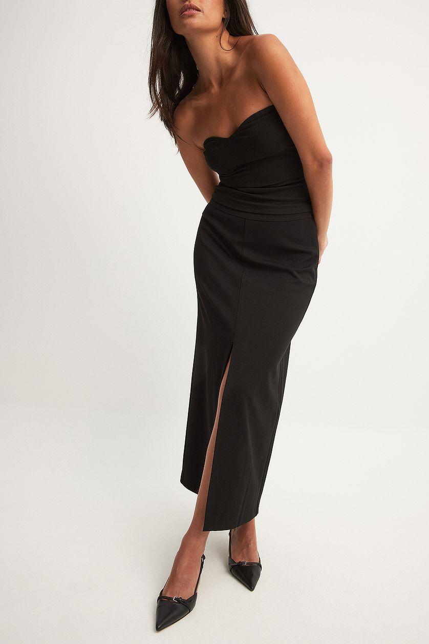 Tailored Front Slit Midi Skirt Product Image