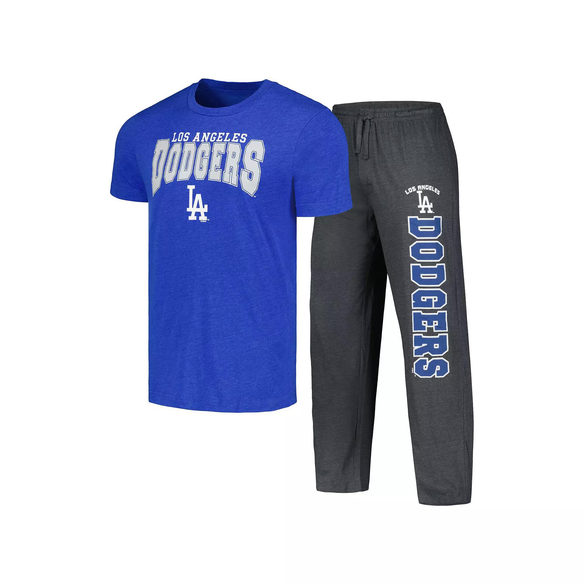 Men's Concepts Sport Charcoal/Royal Los Angeles Dodgers Meter T-Shirt & Pants Sleep Set, Size: Small Product Image