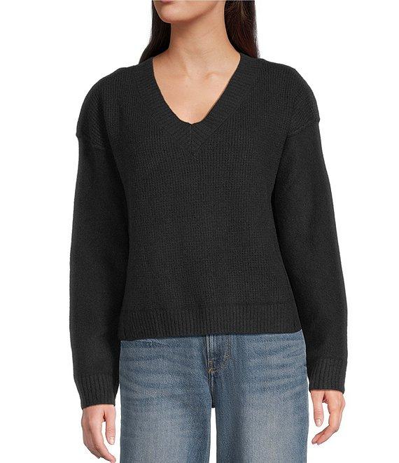 Lucky Brand Bamboo Waffle V-Neck Long Sleeve Top Product Image
