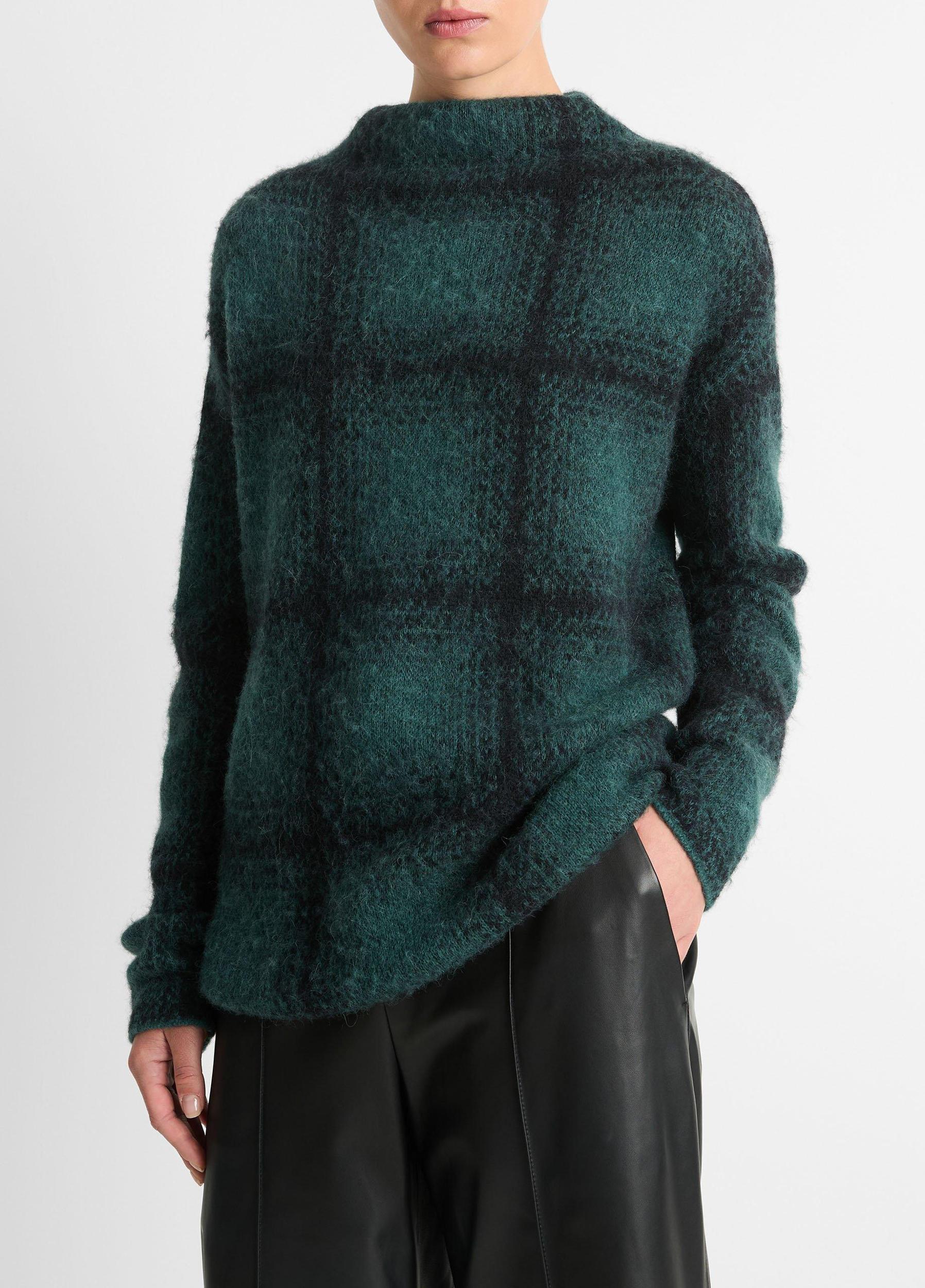 Shadow Plaid Funnel Neck Sweater Product Image