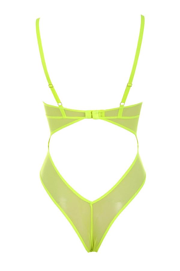 Nadia  neon yellow lace bodysuit Product Image