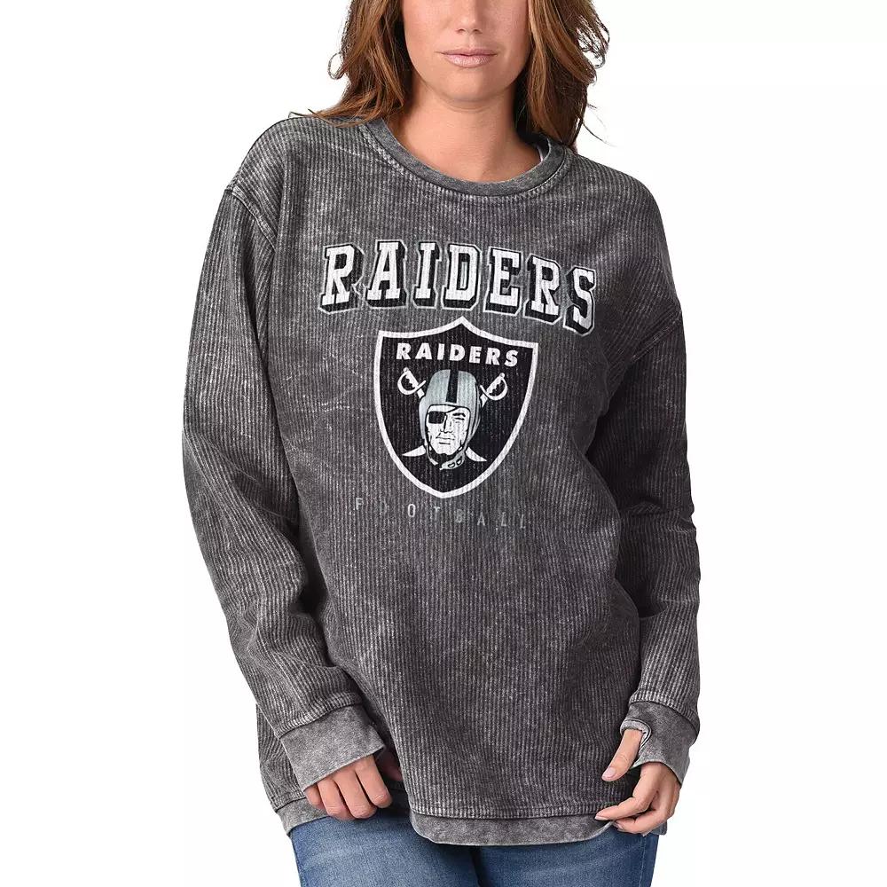 Women's G-III 4Her by Carl Banks Black Las Vegas Raiders Comfy Cord Pullover Sweatshirt,  Product Image