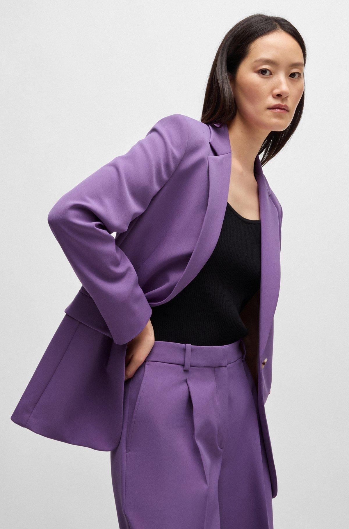 BOSS - Single-breasted jacket in stretch fabric - Light Purple Product Image
