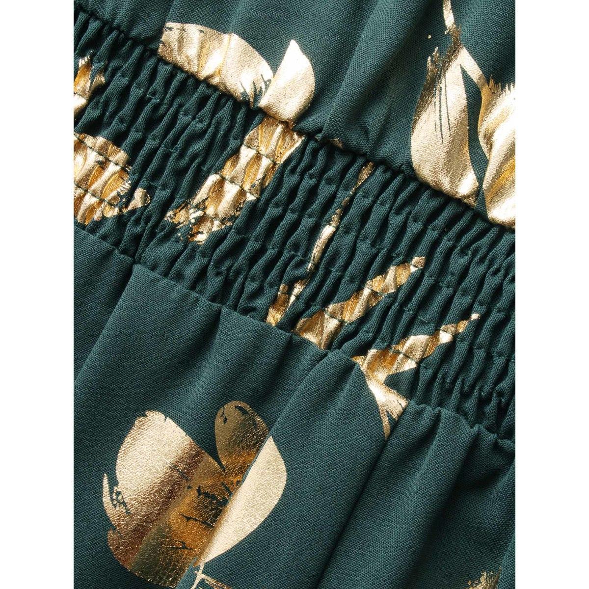 Plus Size Glitter Floral Sleeveless Maxi Dress DarkGreen Women Cocktail Texture V-neck Sleeveless Curvy BloomChic 22-24/3X Product Image