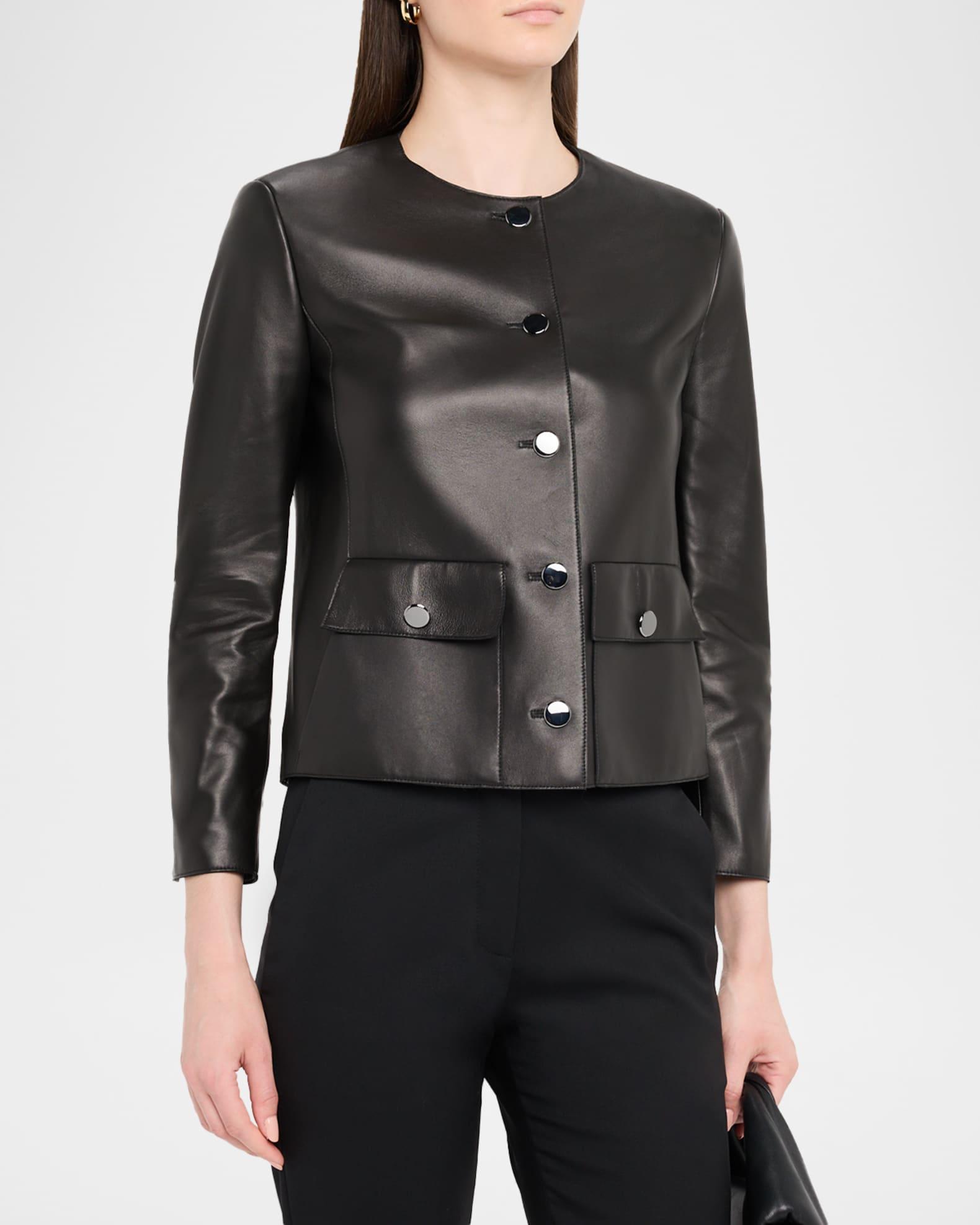 Lamb Nappa Leather Collarless Jacke†  Product Image