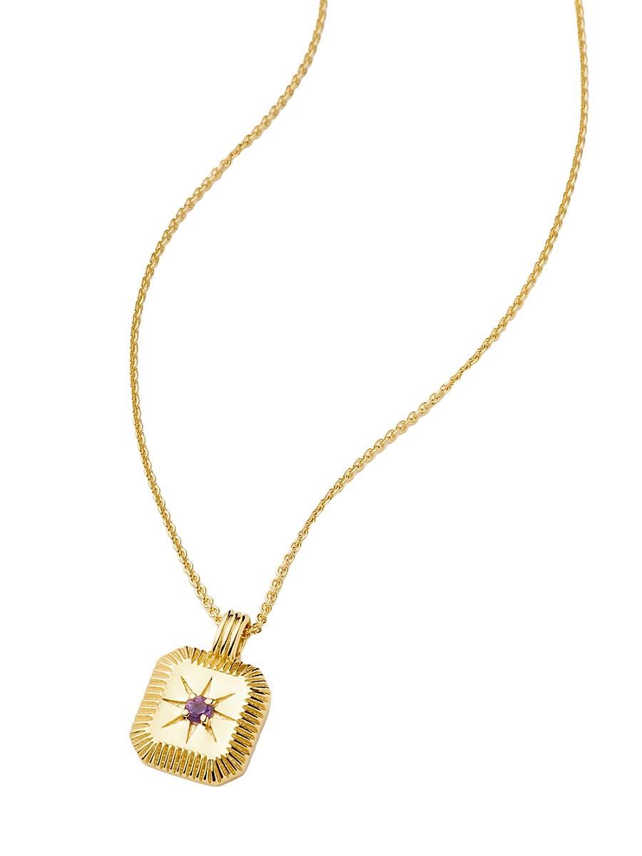 Womens 18K-Yellow-Gold Vermeil & Birthstone Pendant Necklace Product Image