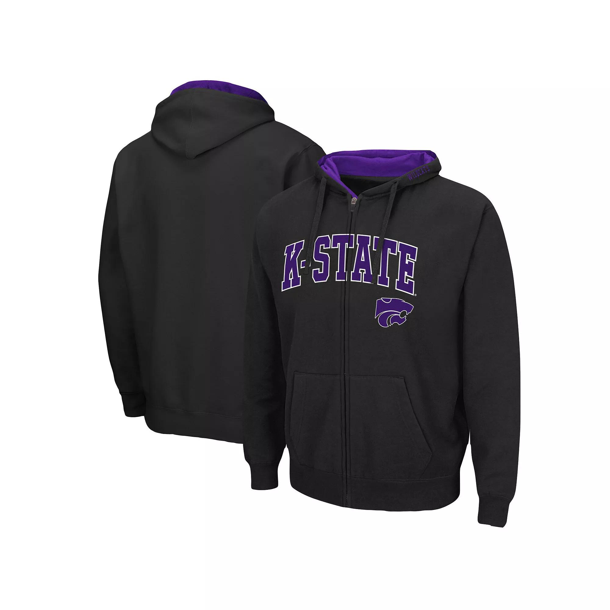 Men's Colosseum Black Kansas State Wildcats Arch & Logo 3.0 Full-Zip Hoodie,  Product Image