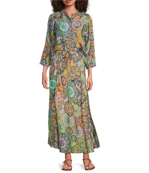 JOHNNY WAS Coordinating Kiki Silk Napperon Print A-Line Pull-On Coordinating Skirt Product Image