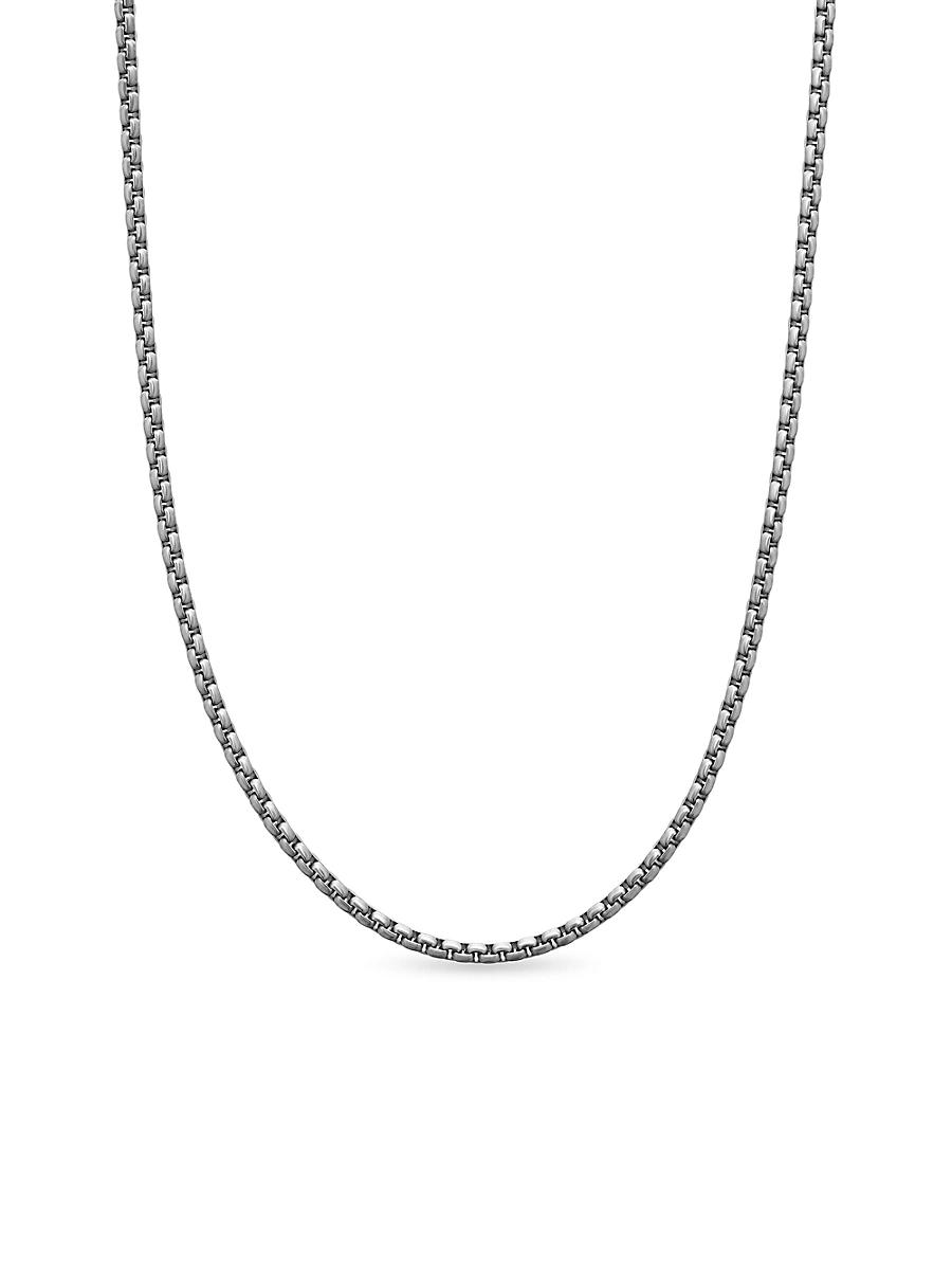 Mens Sterling Silver & Titanium Box Chain Necklace Product Image