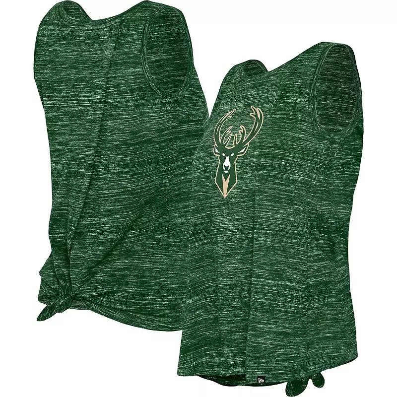 Women's New Era Hunter Green Milwaukee Bucks Space Dye Active Tank Top,  Product Image