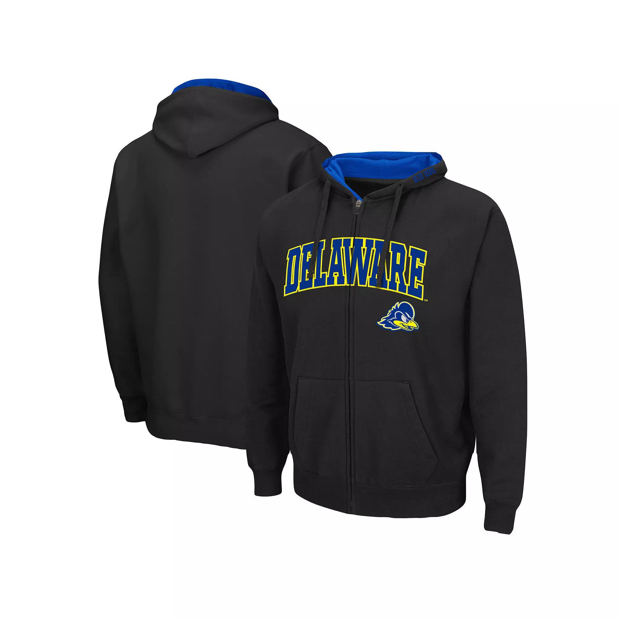 Men's Colosseum Black Delaware Fightin' Blue Hens Arch & Logo 3.0 Full-Zip Hoodie, Size: 2XL Product Image