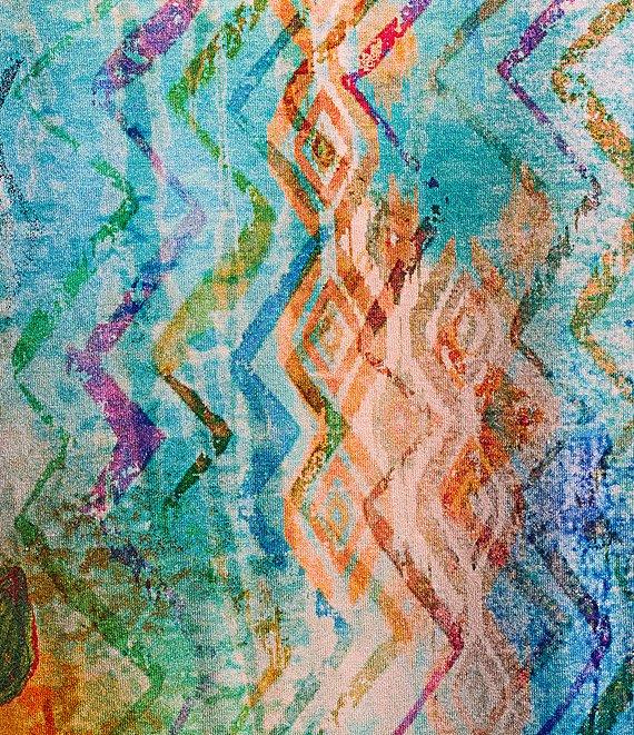 Ali Miles Petite Size Knit Abstract Print Boat Neck 3/4 Sleeve Top Product Image