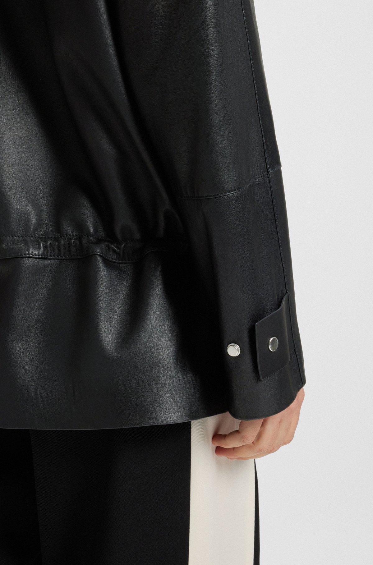 BOSS - Long-length biker jacket in leather - Black Product Image