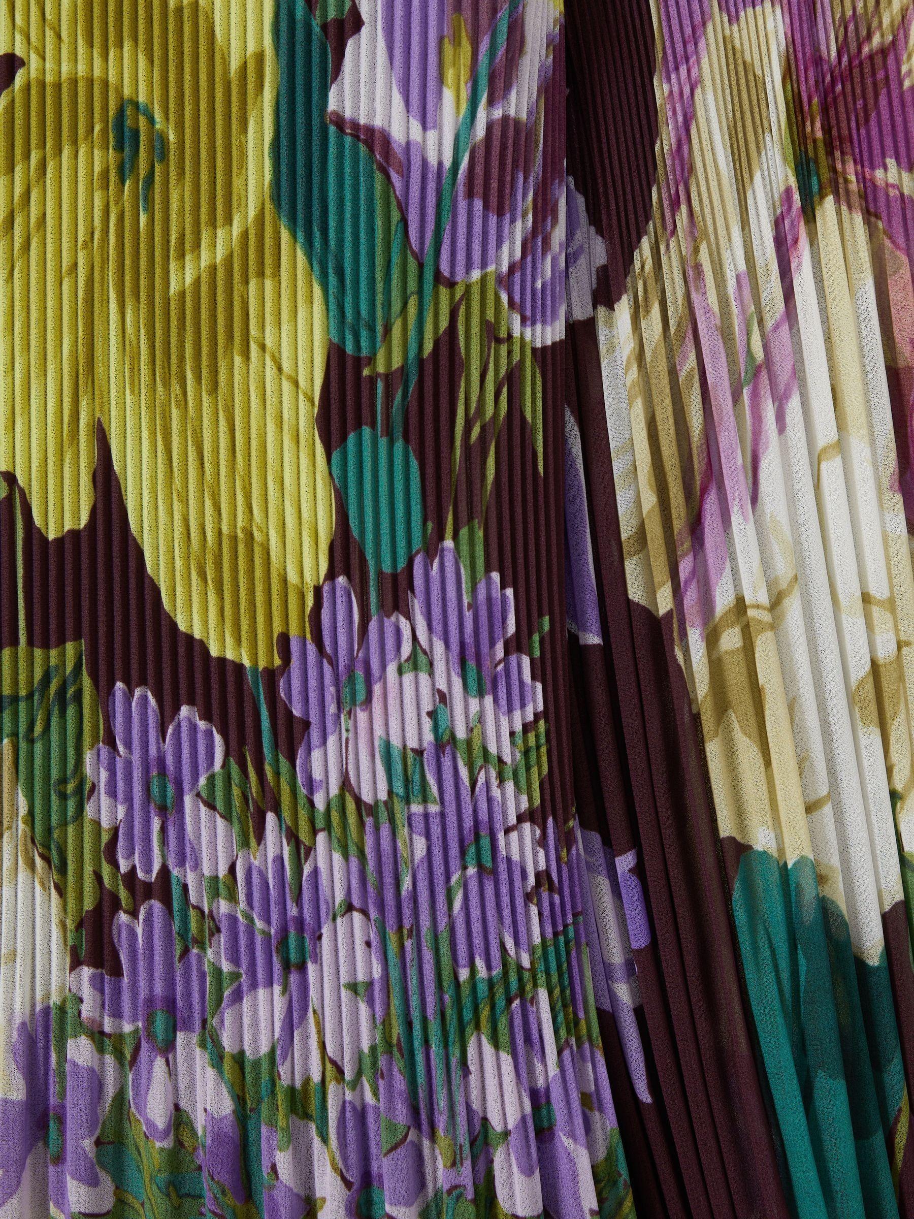 Florere Pleated Blouson Sleeve Midi Dress in Purple Product Image