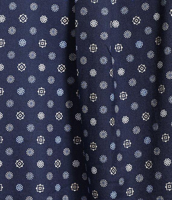 Roundtree & Yorke Long Sleeve Geo Print Oxford Sport Shirt Product Image