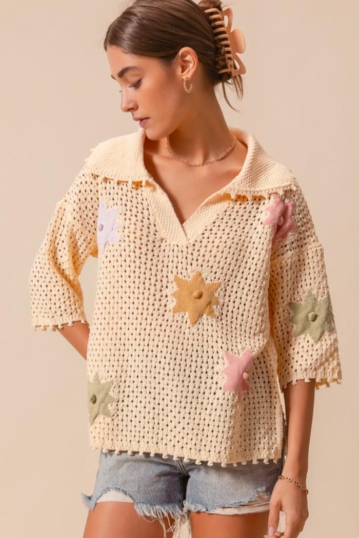 Flower Knit Sweater Product Image