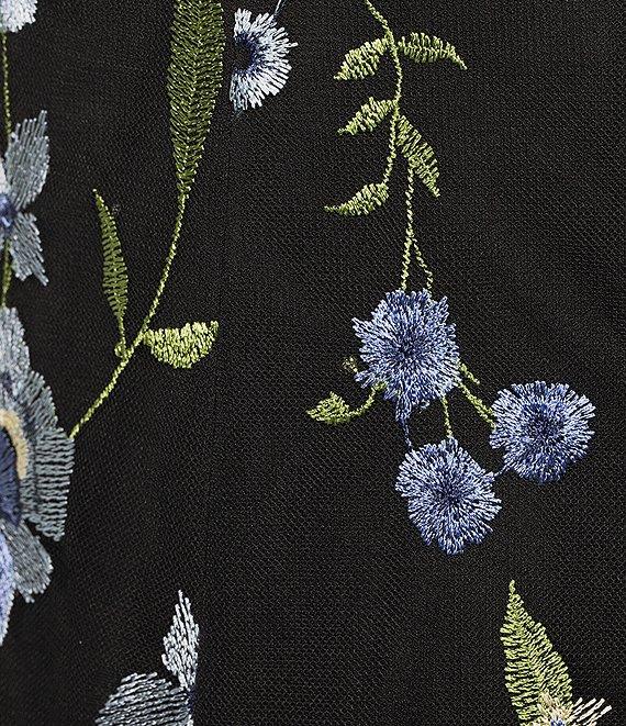 Jessica Howard Crew Neck Elbow Sleeve Floral Embroidered Fit-and-Flare Dress Product Image