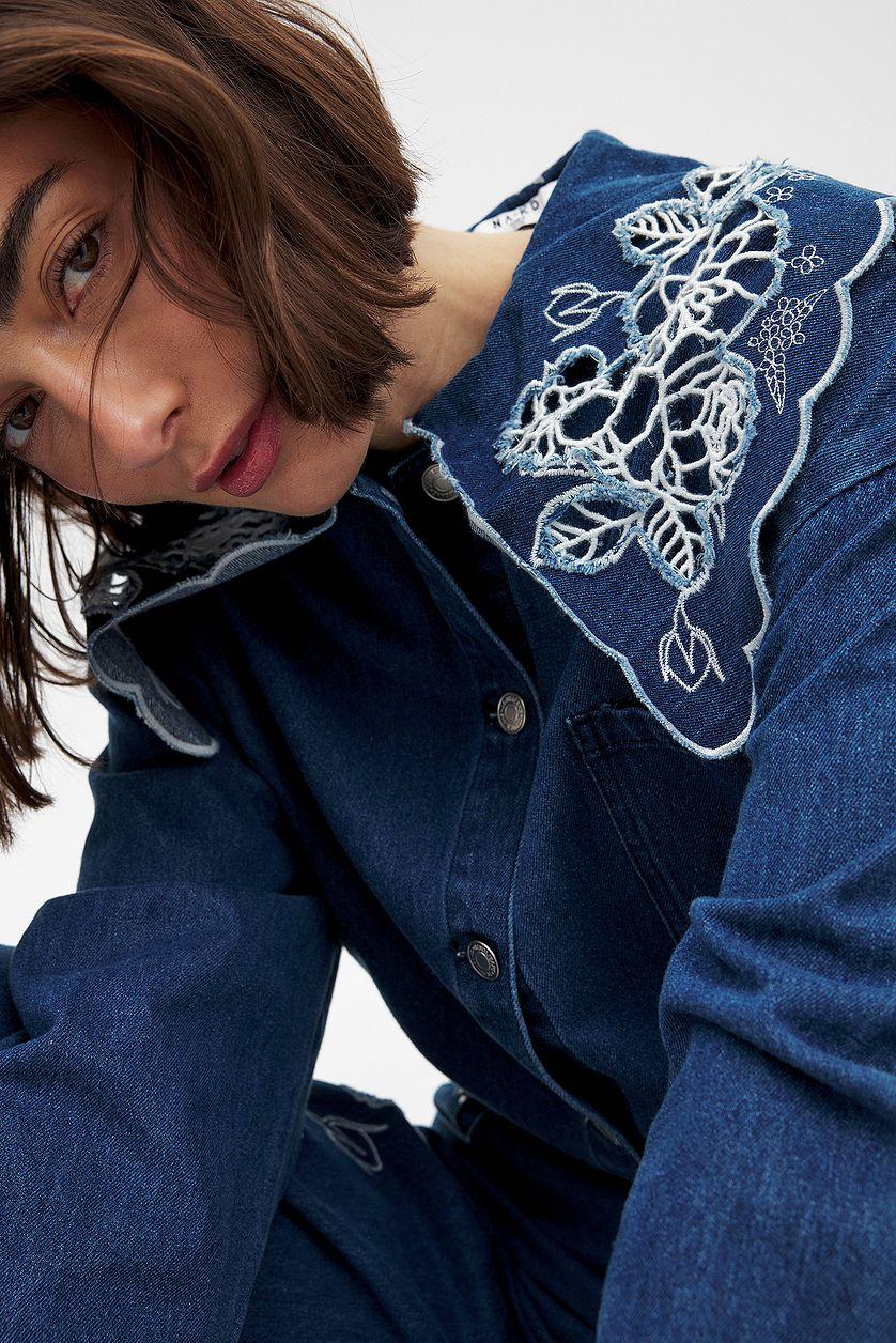 Lace Detail Denim Shirt Product Image