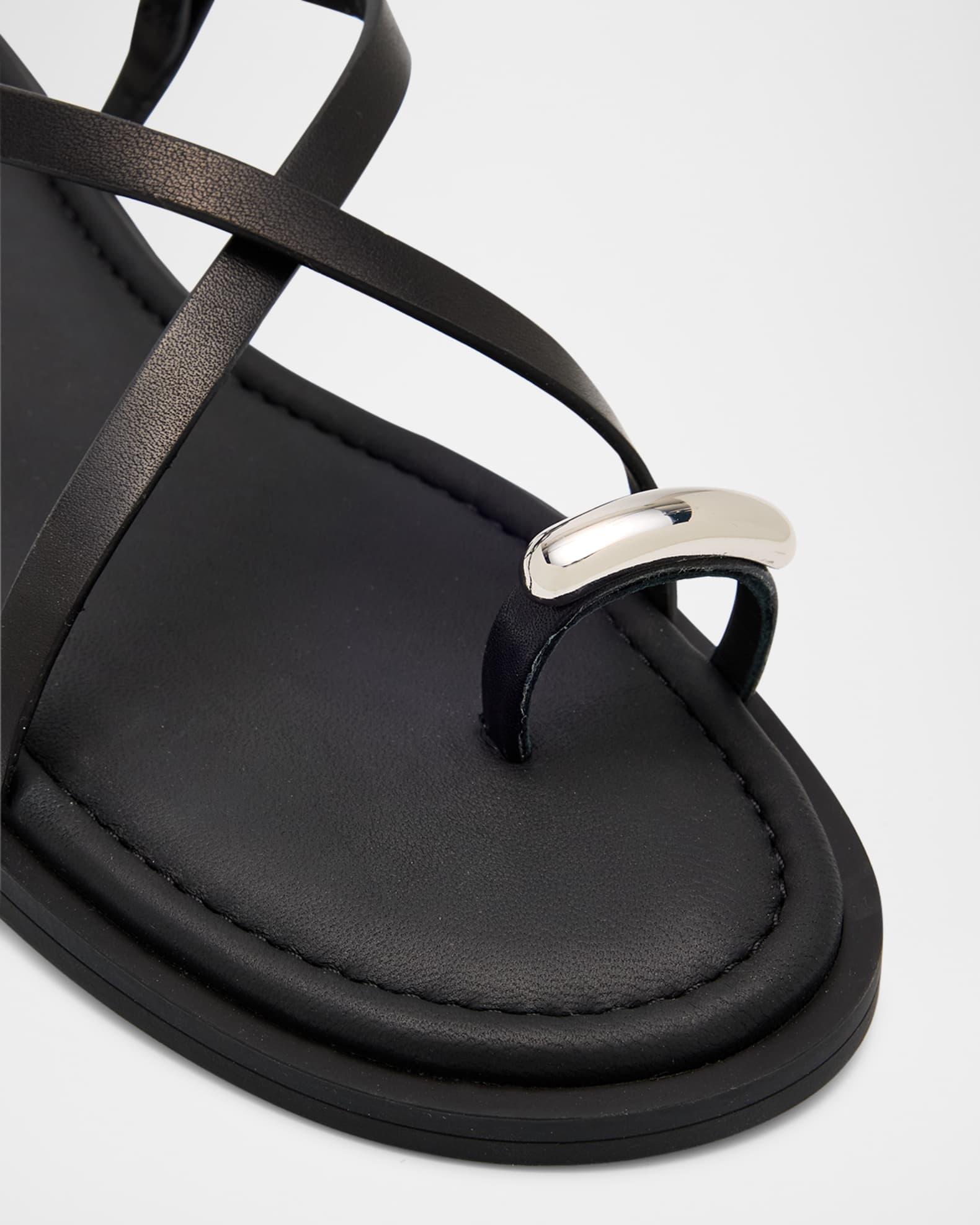 Leather Geo Strappy Toe-Ring Sandals Product Image