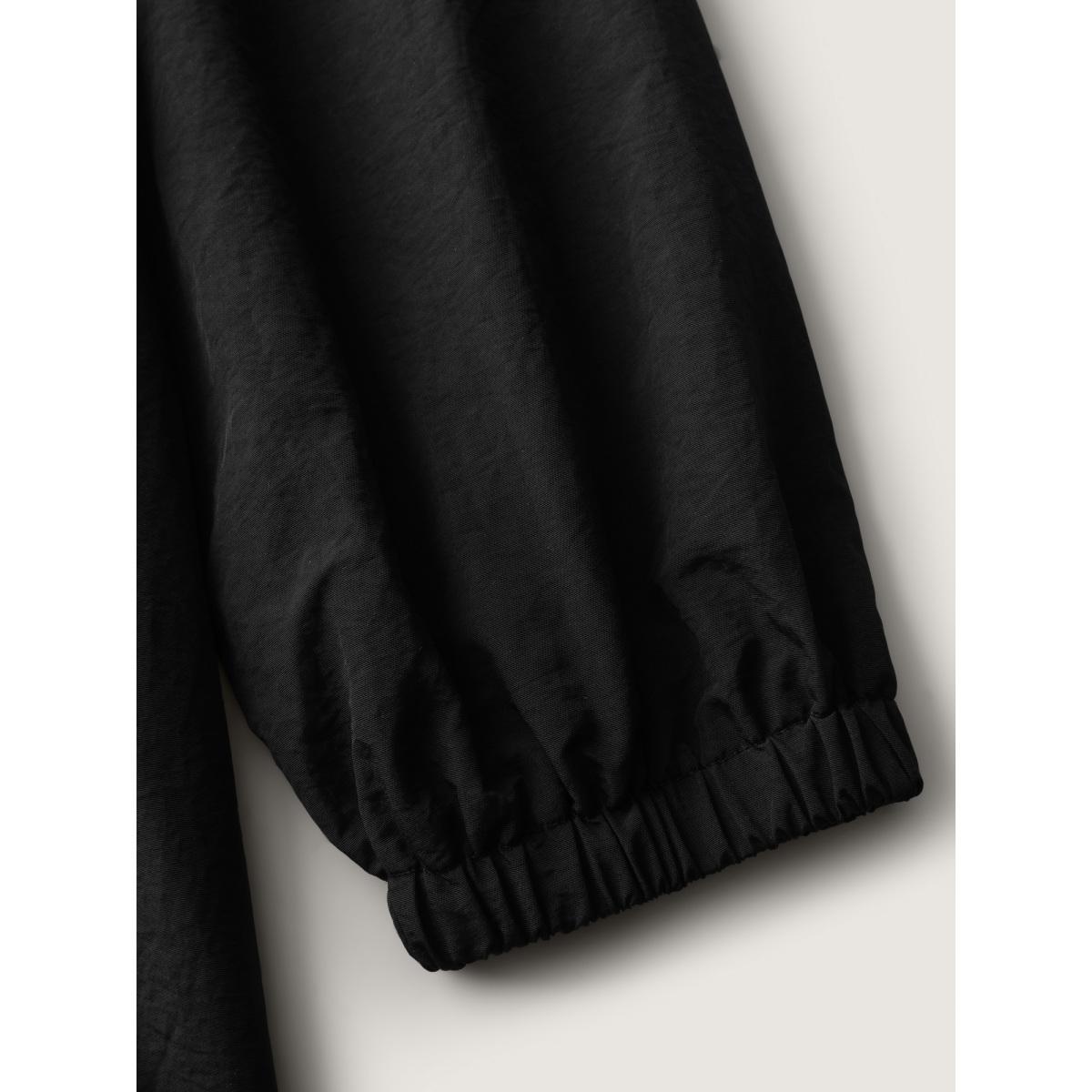 Plus Size Water-Resistant Hooded Lined Zipper Jacket Women Black Zipper Patch pocket Casual Jackets BloomChic 26/4X Product Image