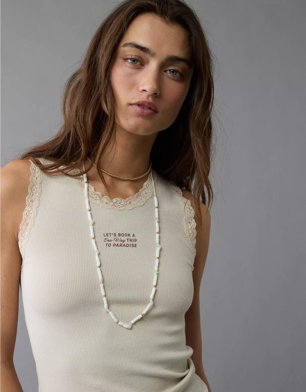 AE Graphic Lace Trim Tank Top Product Image