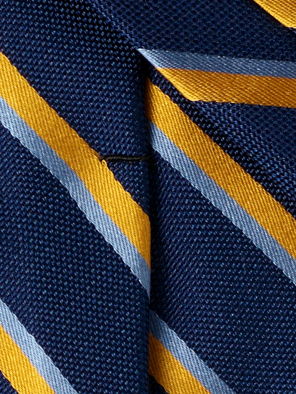 Stripe Woven Silk Tie - Navy/yellow Product Image