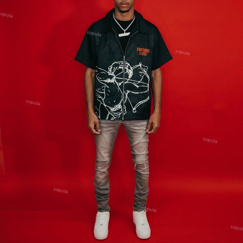 Angels Zipper Short Sleeve Shirts Product Image