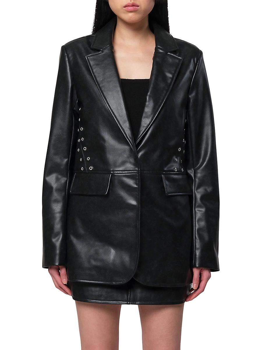 Womens Kelan Faux Leather Blazer Product Image