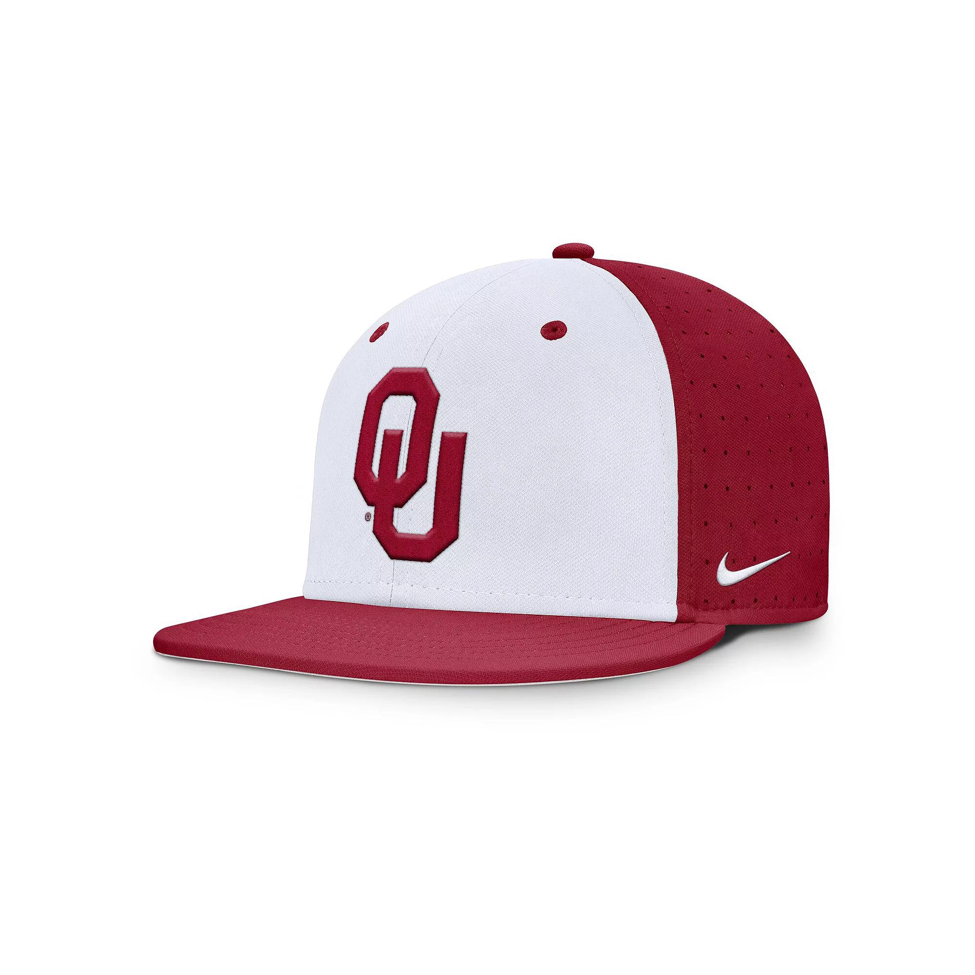 Men's Nike White/Crimson Oklahoma Sooners On-Field Dugout True Performance Fitted Hat, Size: 7 Product Image