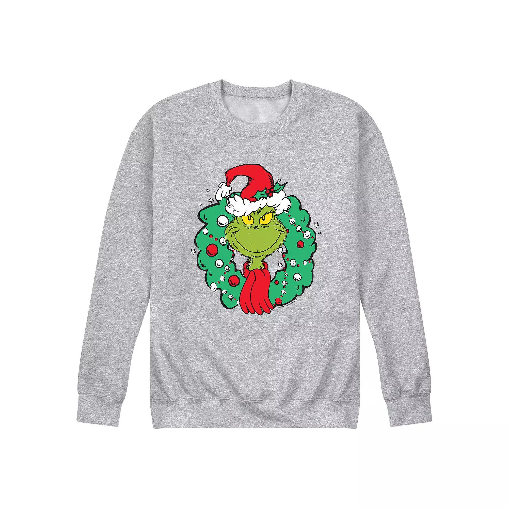 Men's Dr. Suess The Grinch Wreath Sweatshirt,  Product Image