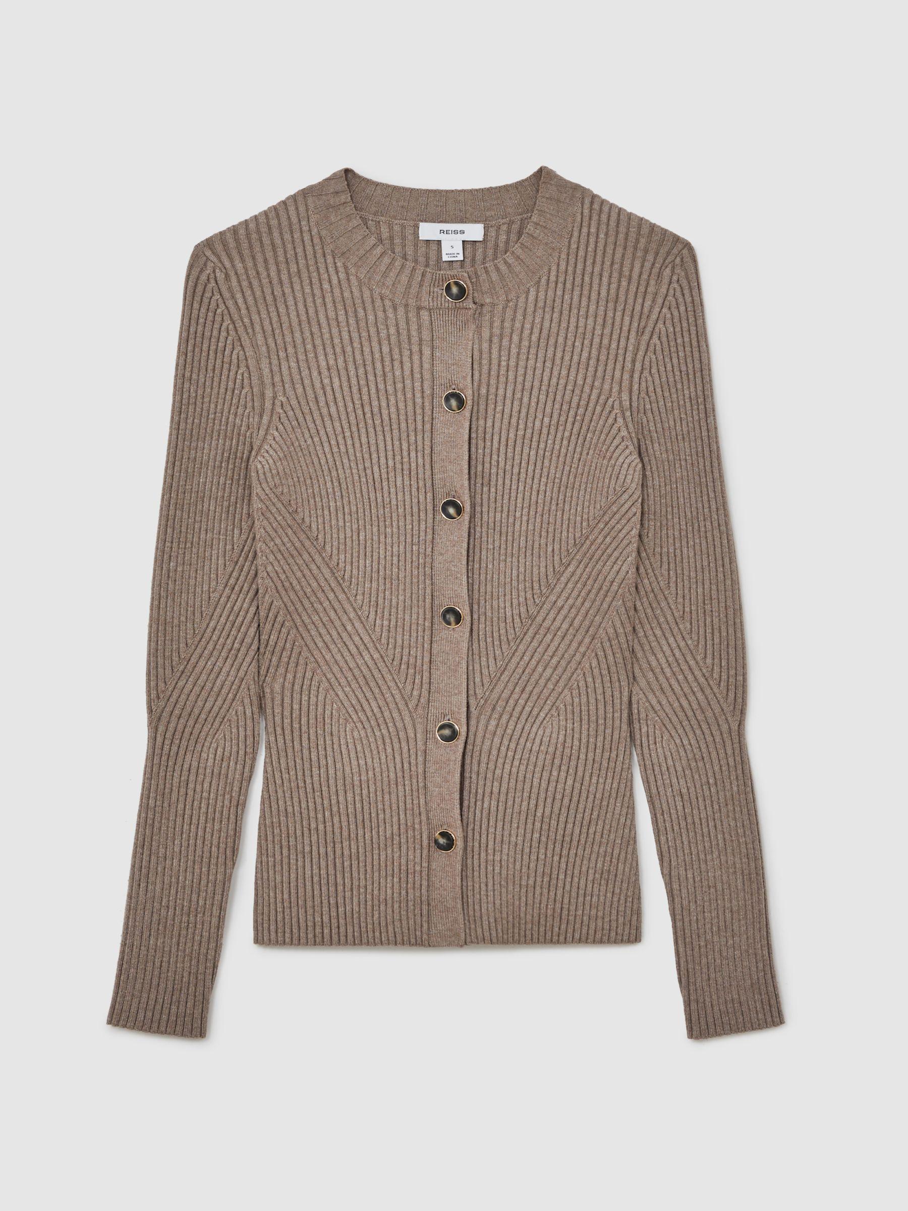 Button Front Knit Cardigan in Stone Product Image