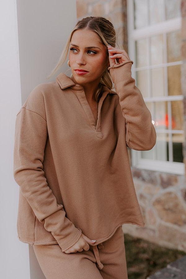 Cozy Cues Sweatshirt in Camel Product Image
