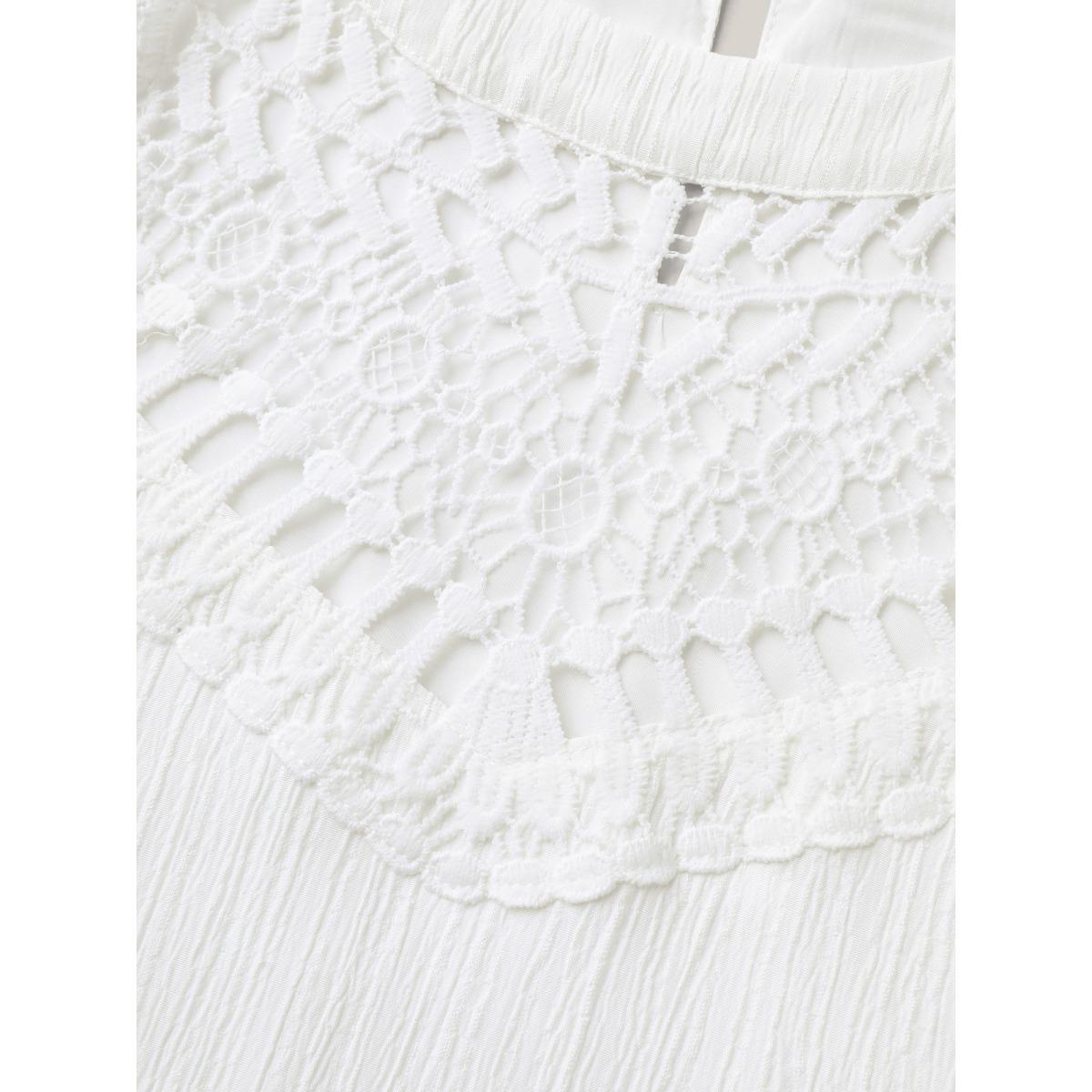 Plus Size Neck Cut-Out Pockets A-Line Midi Dress WhiteSmoke Women Boho Woven ribbon&lace trim Round Neck Sleeveless Curvy BloomChic 18-20/2X Product Image