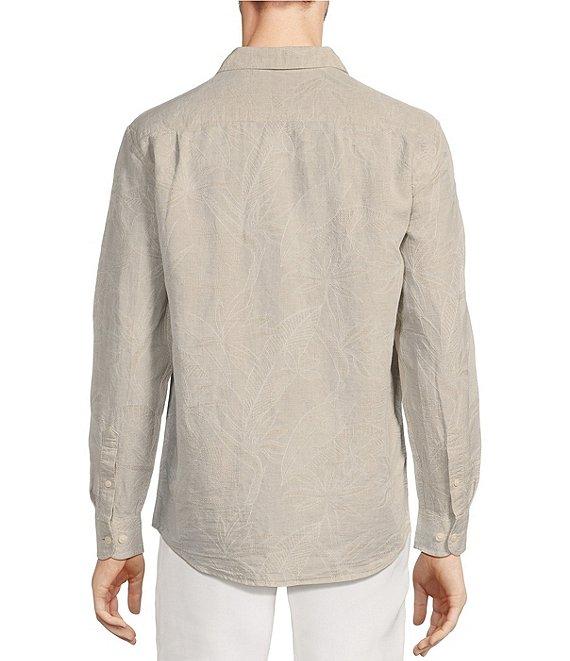 Caribbean Bird of Paradise Jacquard Linen Blend Long Sleeve Woven Shirt Product Image