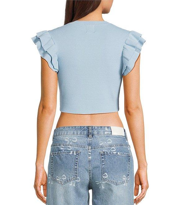 KatieJNYC Crew Neck Isla Ruffle Sleeve Top Product Image