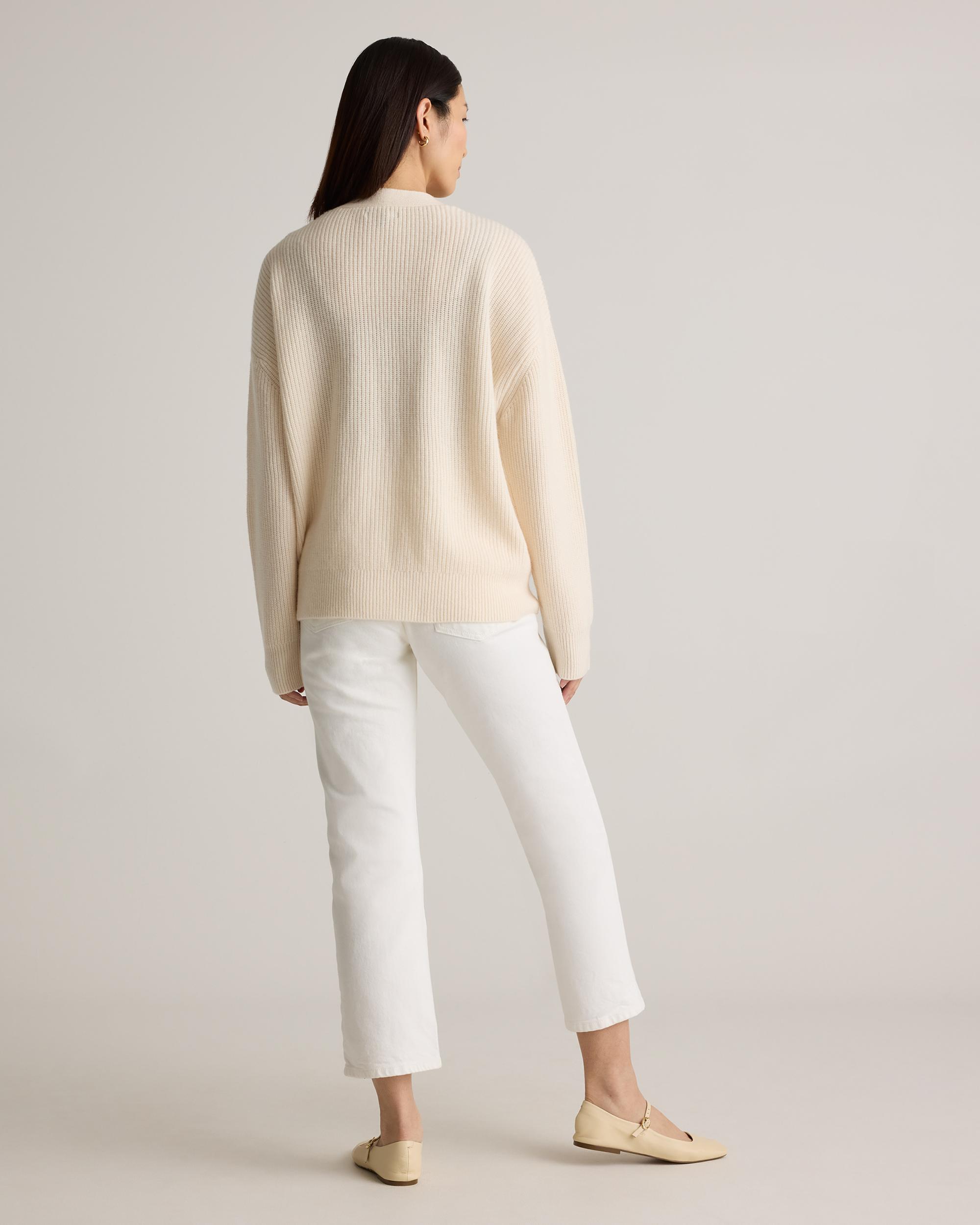 Quince | Women's Mongolian Cashmere Fisherman Boxy Cropped Cardigan Sweater Size XL Product Image