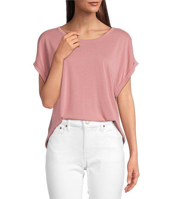 Lucky Brand Scoop Neck Short Sleeve Slouchy Round Hem T-Shirt Product Image