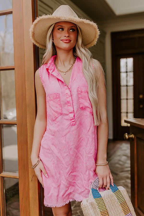 Park Days Ahead Vintage Wash Mini Dress in Pink Product Image