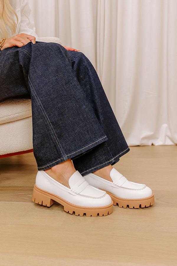 The Piper Faux Leather Loafer in White Product Image