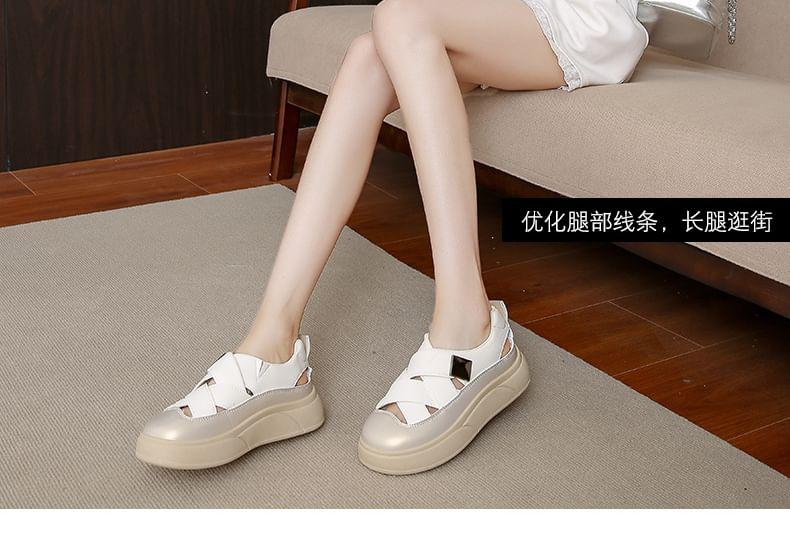Studded Cross Strap Platform Slip-Ons Product Image
