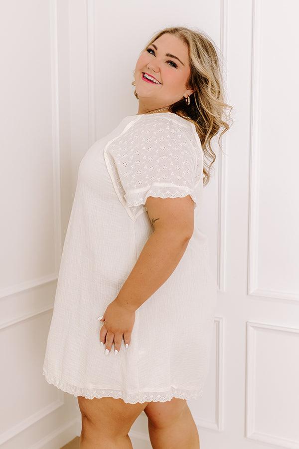 Sunday Mornings Eyelet Shift Dress in Cream Curves Product Image