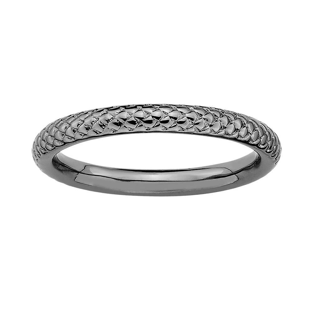 Stacks & Stones Ruthenium-Plated Sterling Silver Cable Stack Ring, Women's, Size: 8, Black Product Image