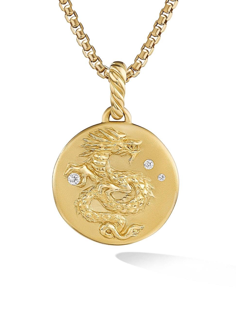 Womens Dragon Amulet in 18K Yellow Gold with Diamonds Product Image