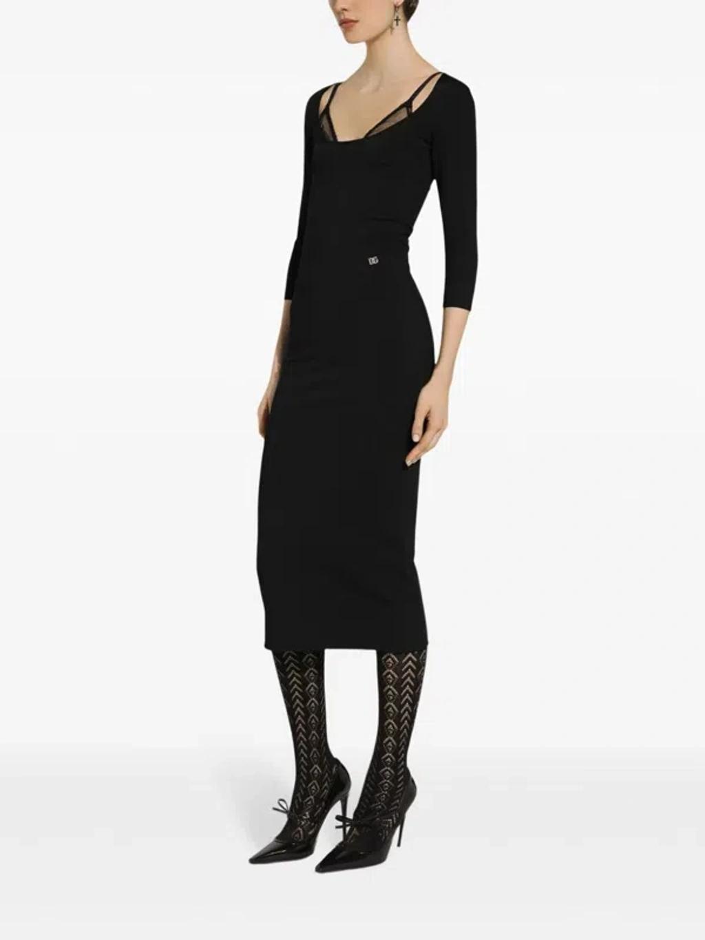 DOLCE & GABBANA Black Milano Midi Dress Product Image